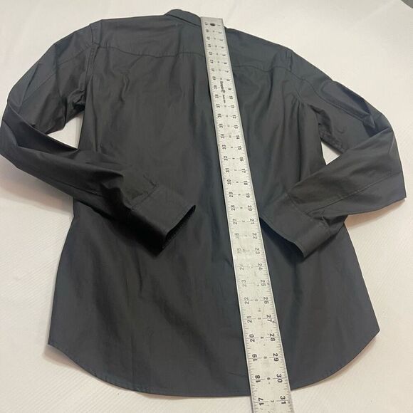 Armani Exchange Slim Fit Waxed Cotton Black Snap Button Long Sleeve Shirt Small - Picture 10 of 10